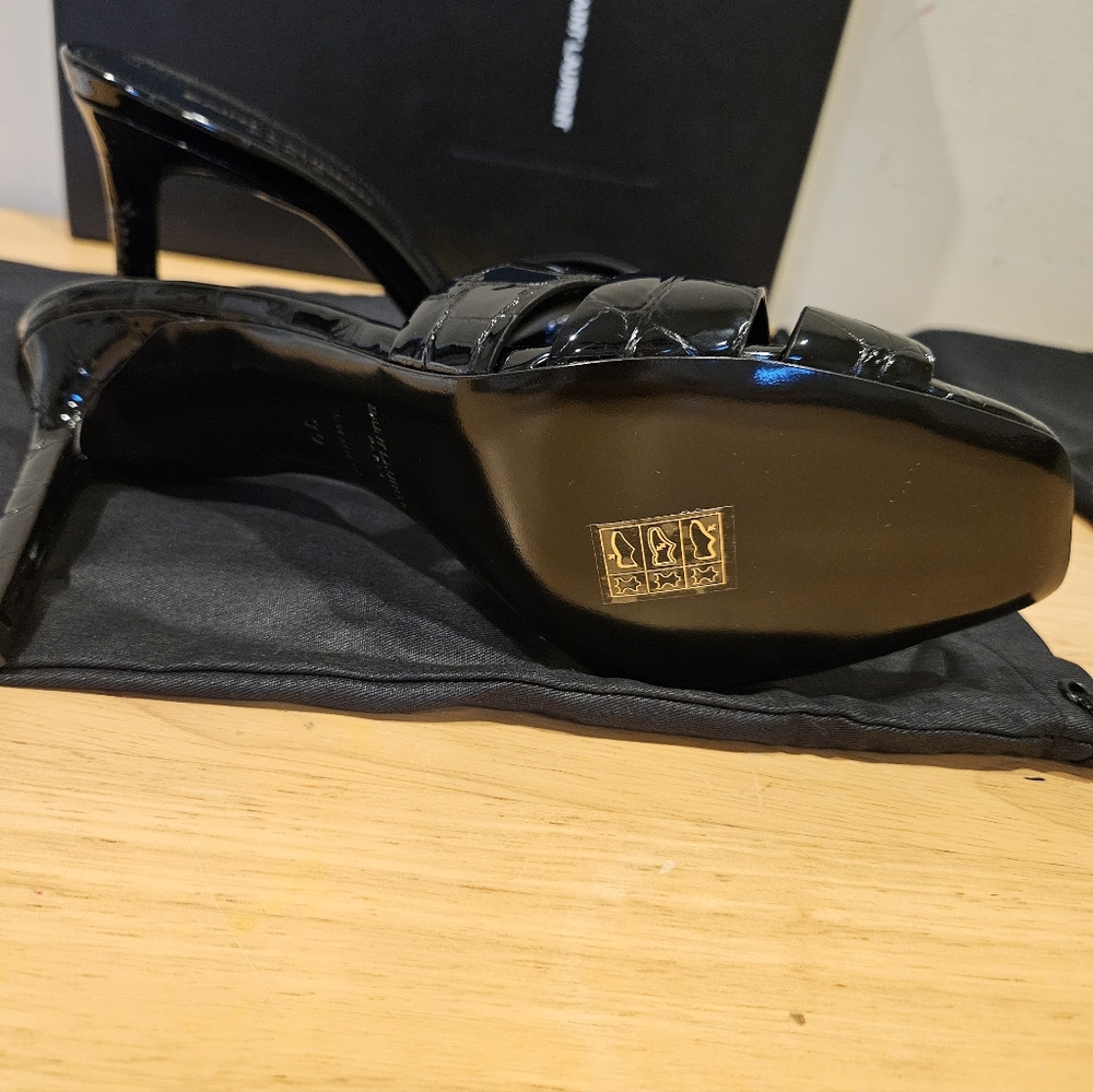 Saint Laurent Tribute Mules Black Embossed Crocodile Leather Size 39 - Picture 7 of 10